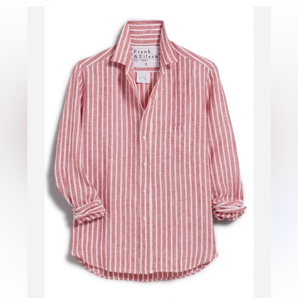 Frank & Eileen “Eileen” Linen stripe button down shirt XS - Picture 2 of 7